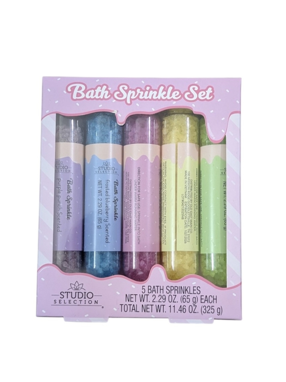 Kids Bath Sprinkle Set - Pastel Purple, Blue, Pink, Yellow, Green